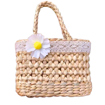 Water Hyacinth Bag Top Seller Rattan Bag Door Gift For Holiday Decoration Classic Style Light Brown Color Made In Vietnam 1