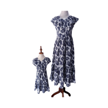 Mother & Baby Dress Set With Leaf Pattern Family Matching Outfits High Quality High Grade Product Packing In Carton Box 3