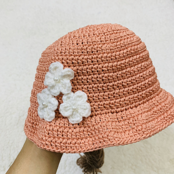 Cotton Bucket Hat With Braids High Quality Made By Soft Cotton Yarn Lovely Pattern Packing In Carton Box Vietnam Manufacturer 7