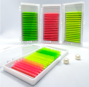 Best Selling Glow In The Dark UV Colored Neon Volume Mixed Handmade Mink Silk Tray Eyelash Extension s OEM Customized Vietnam 1