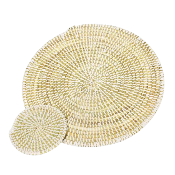 Woven Flower Shaped Seagrass Placemat Suitable for cups, plates and wall decor basket wholesale Handwoven in Vietnam 2