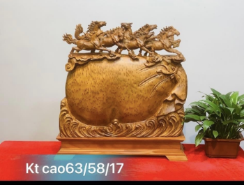 Viet Nam Traditional Fengshui Poly Resin Home Decoration Sculpture Wood Texture Horse Sculpture Manufacturer 6