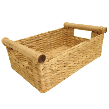 Good Price Set Of 2 Water Hyacinth Trays Rice Nut Weaving With Wooden Handles Handmade Put On Flat Surface Modern 5