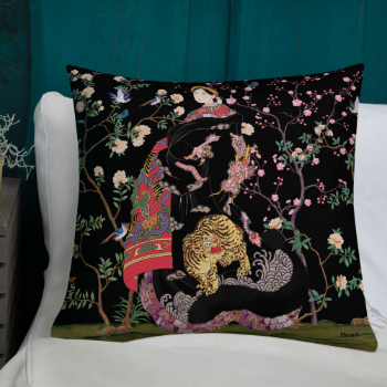 Printed Cushion Cover Powerful Queen In Dragon And Tiger Robe In Black 45x45cm Halinhthu Casa 100% Polyester From Vietnam 2