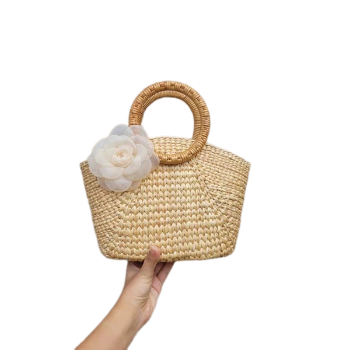 Woven Rattan Bag High Quality Water Hyacinth Bag For Holiday Decoration Classic Style Light Brown Color Vietnam Manufacturer 6