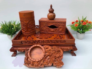 Tray Table Food Breakfast Serving Tray Wholesale Custom Color Decorative Round Shape Wooden Tea Coffee Tray Wooden 2