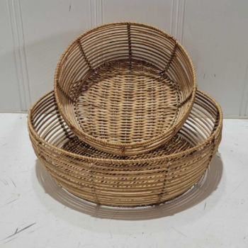 Cheap Price Good Products Storage Basket Top OEM ODM Set Of Two Bamboo Rattan Basket Mix Brown White Color 2