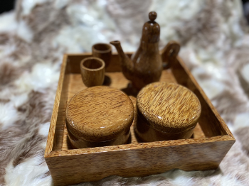 Hot Item Teapot And Cup Set Make From Wooden Coconut For Tea Dark Brown All Seasons Made In Vietnam Manufacturer 2