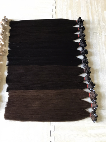 Hand Tied Wefts Hair Extensions Factory Price 100% Human Hair Virgin Remy Hair Genius Weft Machine Double Weft 1