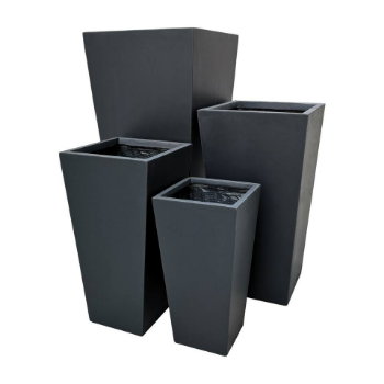 Decorative Matt Grey Indoor & Outdoor Tall Square Taper UV Glossy Flower Pots & Planters 6