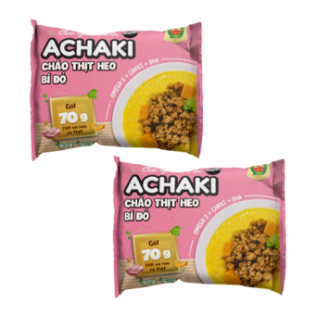 Achaki Pork and squash instant porridge High Specification & Best Choice  natural color using for baby packing in bag Made in Vietnam 1