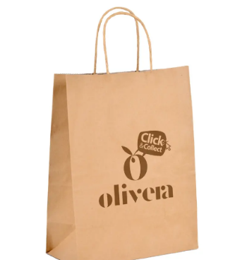 Factory Wholesale Custom Printing Kraft Paper Bags LOGO Tote Recycled Takeaway Brown Paper Bag With Twisted Handle Shopping Bag 1