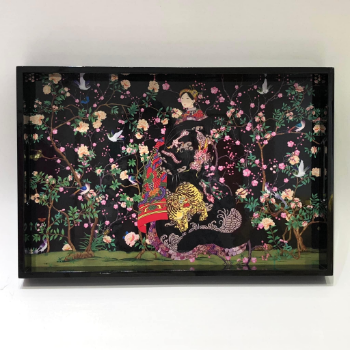 Lacquer Tray Powerful Halinhthu Casa Lady In Dragon And Tiger Robe In Black 45x30cm Art For Dinner Item Customized Vietnam
