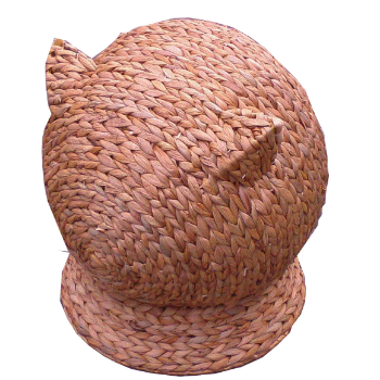 New Arrival Water Hyacinth Handwoven Pet Houses Furniture Kitty Shape with Soft Cushion Fishbone Weaving 3