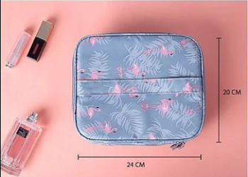 Cosmetic Bag Custom Logo Foldable Zippered Cotton Polyester Women Travel Waterproof Makeup Striped Cosmetic Bag 2