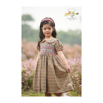 Western Brown Plaid Smock Dress Girls Party Dresses Princess Children Cheap Price Luxury Using For Baby Girl Baby 9