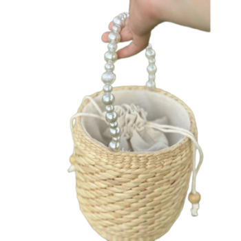 Rattan Bags Bali Woven Handmade Fast Delivery Water Hyacinth Bag For Holiday Decoration Classic Style Light Brown Color 4