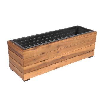 Rectangle Hardwood Planter With Plastic Pot Inside Competitive Price Solid Wood Flower Pot Packed In Carton Box Made In Vietnam 5