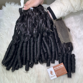 Machine Weft Half Curly Natural Color Hair Extensions Bulk Sale Virgin Hair Beauty And Personal Care From Vietnam Manufacturer 3