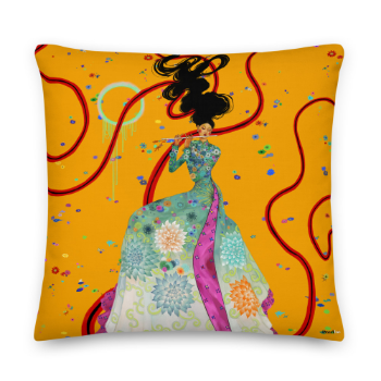 Printed Cushion Cover Women Art Flute Lover 45x45cm Halinhthu Casa Custom Design And Size 100% Polyester Decoration Handmade 1