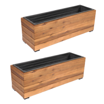 Rectangle Hardwood Planter With Plastic Pot Inside Competitive Price Solid Wood Flower Pot Packed In Carton Box Made In Vietnam 2