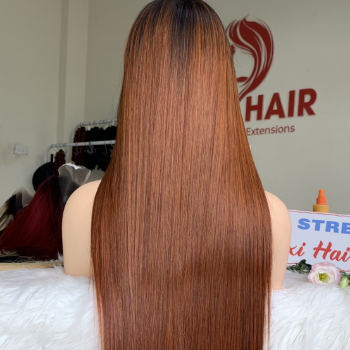 Ombre Brown Color Bone Straight Wig Weft Hair Extensions human hair wigs 100% Human Hair Vendors Made In Vietnam 7