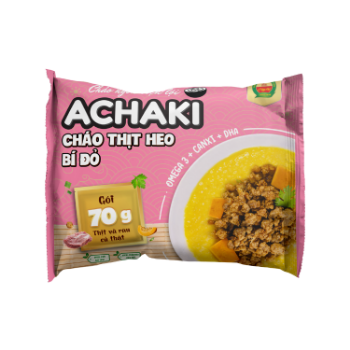 Achaki Pork and squash instant porridge High Specification & Best Choice  natural color using for baby packing in bag Made in Vietnam 2