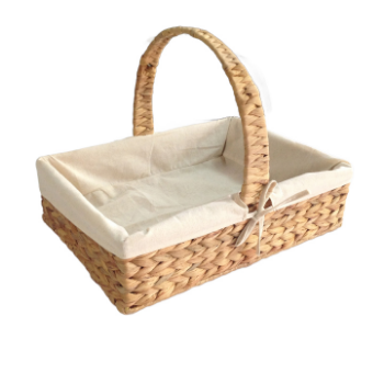 Good Quality Picnic Baskets Set Of 3 Natural Water Hyacinth With D Handle - Movable Fabric Lining Folding Picnic 6