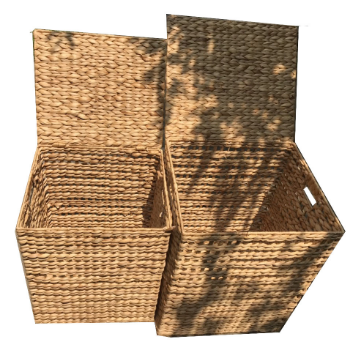 Fast Delivery Set Of 2 New Water Hyacinth Hampers Mixed And Unique Weaving Natural Colour Can Add Cotton Fabric Lining Inside 4