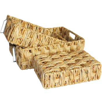 Fast Delivery Set Of 3 Twisted Water Hyacinth Storage Baskets Natural Stocked Storage Water Hyacinth Customized 5