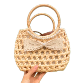 Water Hyacinth Bag Customized Service Rattan Beach Bag For Holiday Decoration Classic Style Light Brown Color Made In Vietnam 2