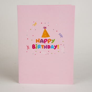 Greeting Birthday Card 3D Card Pink Best Choice Unique Design Good Quality Offset Printing Customized 2