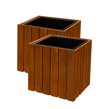 Competitive Price Customization Hardwood Planter Square Plastic Pot Inside Hard Wood Flower Pot Packed In Carton Box Vietnam Manufacturer 1