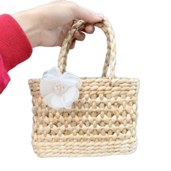 Water Hyacinth Bag Top Seller Rattan Bag Door Gift For Holiday Decoration Classic Style Light Brown Color Made In Vietnam 3