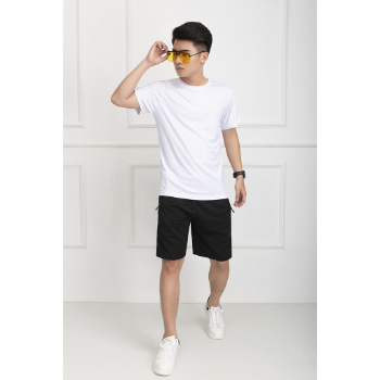 Blank Plain 180GSM Cotton White Crew Neck T-shirts Men Casual Summer Printed T Shirts Made in Viet nam 4