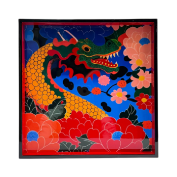 Lacquer Tray Chinoiserie Blue Pagodas Asian Zen 25.5x25.5cm Art Halinhthu Casa Customized From Vietnam Manufacturer 3