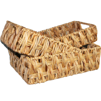 Fast Delivery Set Of 3 Twisted Water Hyacinth Storage Baskets Natural Stocked Storage Water Hyacinth Customized 4