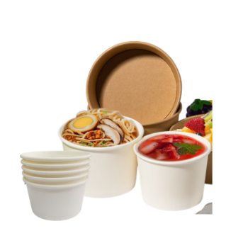 White Bowl Paper 32 Oz/ 80ml With Tray Paper Plates And Bowls Top Sale Digital Printing Customized Packing Logo Biodegradable 1