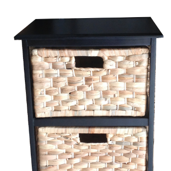 High Quality Cabinets Black Wooden Frame With 3 Water Hyacinth Drawers Store Accessories And Keep Your Living Space Organized 2