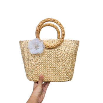 Water Hyacinth Bag Top Seller Bamboo Woven Bag For Holiday Decoration Classic Style Light Brown Color Vietnam Manufacturer 2