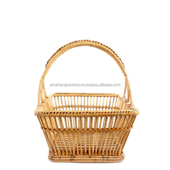 Home Kitchen Accept Order Graphic Design Store Food Top Price Low MOQ Hot Seller Supplier Bamboo Rattan Basket With Handles 5