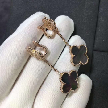 Magic Earrings 18k Pink Gold set with 2 motifs of Mother of pearl and Diamonds VGEMS Ready To Export From Vietnam Manufacturer 2
