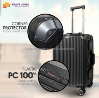 Hard Luggage With PC Material Fashion Wholesale PC Hard Shell Aluminum Frame Suitcase TRAVELKING Carry-Ons Luggage Sets Vietnam Manufacture 8