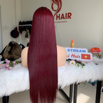 Wine Color Bone Straight Wig Weft Hair Extensions human hair wigs 100% Human Hair Vendors Made In Vietnam 7