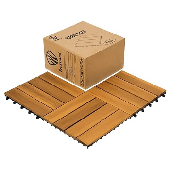 Fast Delivery FresGard 9PCS Interlocking Deck Tiles 12"x12"x0.94'' Acacia Patio Decor Flooring Tiles for Outdoor & Indoor Floor Tile 4