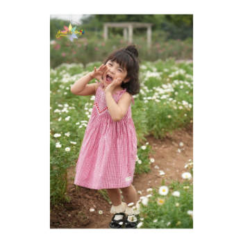 Girl's Dress with Chest Texture Flower High Quality Competitive Price Kids Dresses For Girls Lovely Pattern Packing In Polybag 5