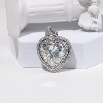 Heart Pendant Diamond VGEMS Charm 925 Sterling Silber Hip Hop VVS Iced Out Baguette Moissanite Charm From Vietnam Manufacturer 5