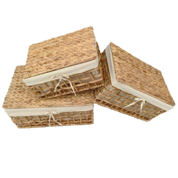 Hot Handmade Storage Knitting Hyacinth Basket with Cover Room Space Home Floor Decoration from Vietnam Manufacturer 6