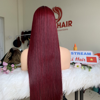 Wine Color Bone Straight Wig Weft Hair Extensions human hair wigs 100% Human Hair Vendors Made In Vietnam 5