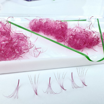 Color Eyelash 5D Volume Pink 5D 7-15Mm Length Long Stem Odm Handmade Silk Eye Makeup Packaging Tray Vietnam 3